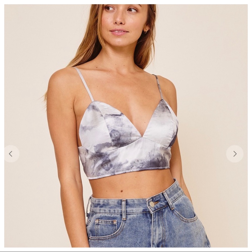 #46 Paige Tie Dye Print Boyfriend Shirt with Matching Crop Top - Picture 10 of 10